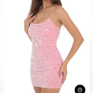Lucy in the sky pink sequin mini dres size xs worn once